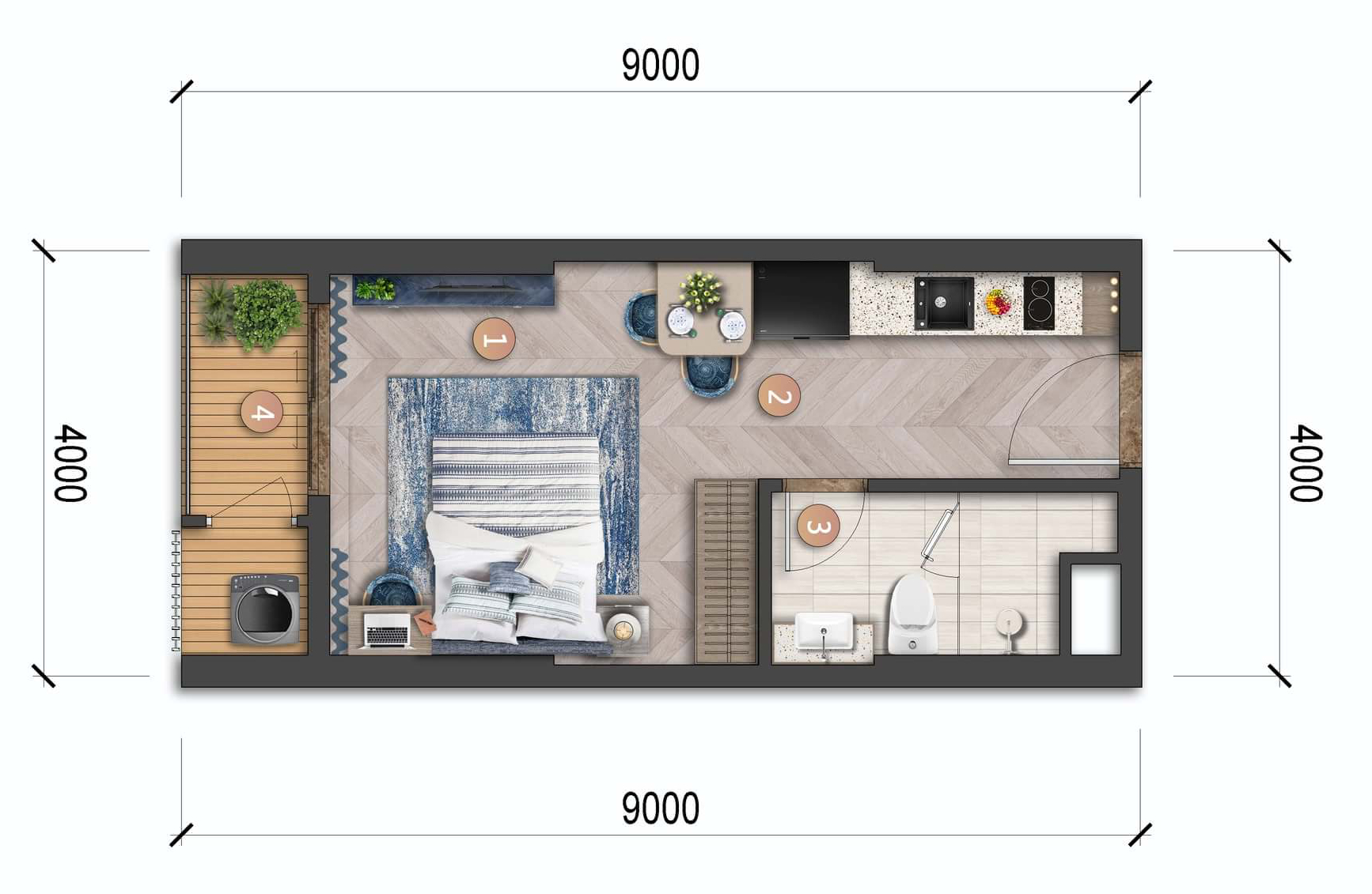 Beacon 1 Layout căn Studio blanca city